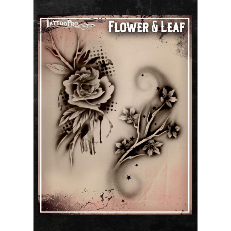  Airbrush  Tattoo  Pro  Stencil  Flower and Leaf